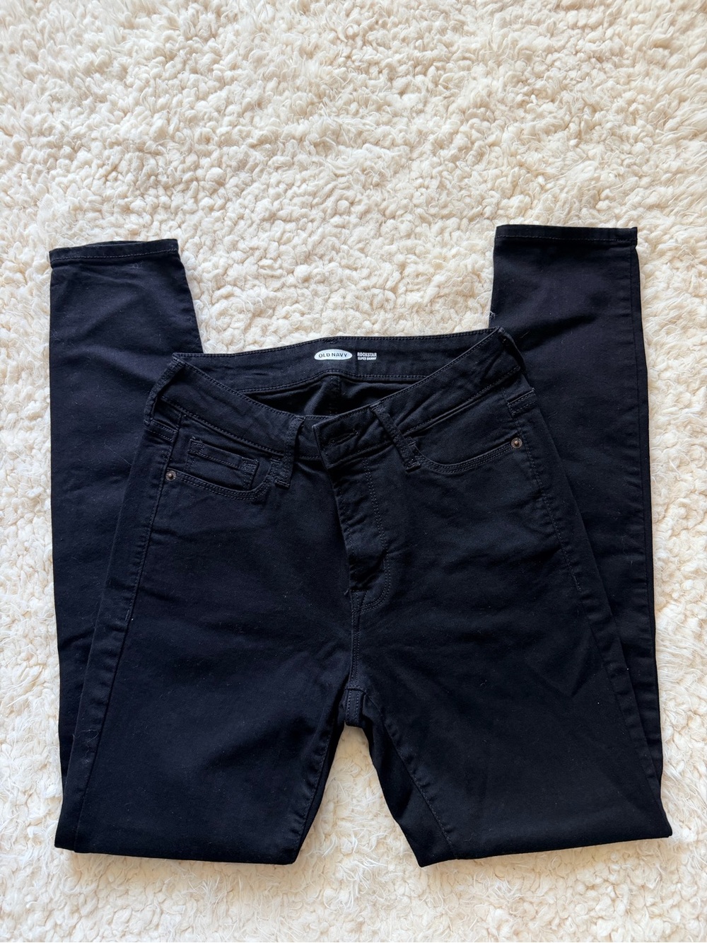 Old Navy Black Rockstar Super Skinny Mid Rise Jeans Size 4 Stretch Basic Denim
